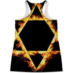 Flaming Star of David Print Women's Racerback Tank Top
