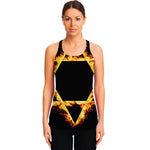 Flaming Star of David Print Women's Racerback Tank Top