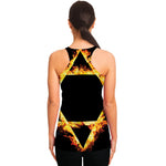 Flaming Star of David Print Women's Racerback Tank Top