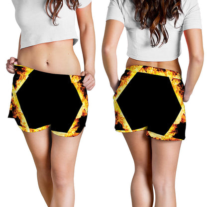 Flaming Star of David Print Women's Shorts