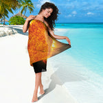 Flaming Sun Print Beach Sarong Wrap