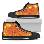 Flaming Sun Print Black High Top Shoes