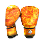 Flaming Sun Print Boxing Gloves