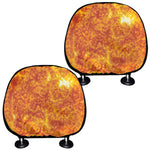 Flaming Sun Print Car Headrest Covers
