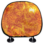 Flaming Sun Print Car Headrest Covers