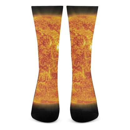 Flaming Sun Print Crew Socks