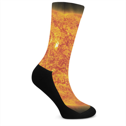 Flaming Sun Print Crew Socks