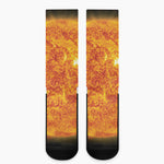 Flaming Sun Print Crew Socks