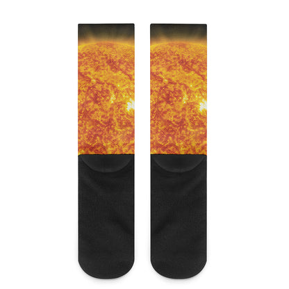 Flaming Sun Print Crew Socks