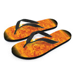 Flaming Sun Print Flip Flops