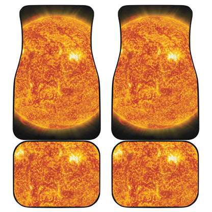 Flaming Sun Print Front and Back Car Floor Mats