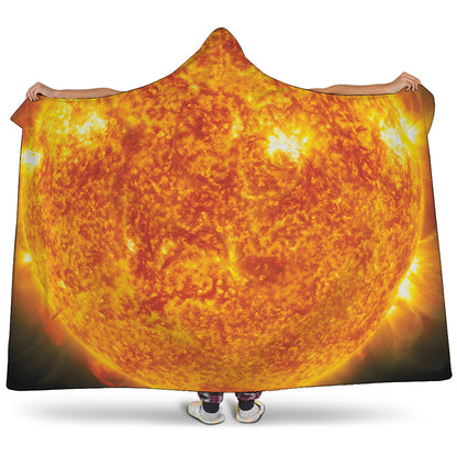 Flaming Sun Print Hooded Blanket