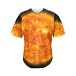 Flaming Sun Print Men's Baseball Jersey