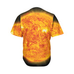 Flaming Sun Print Men's Baseball Jersey