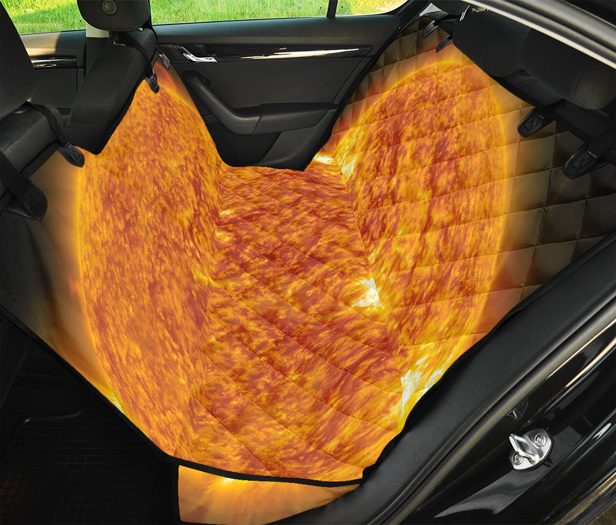 Flaming Sun Print Pet Car Back Seat Cover