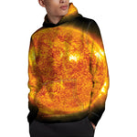 Flaming Sun Print Pullover Hoodie