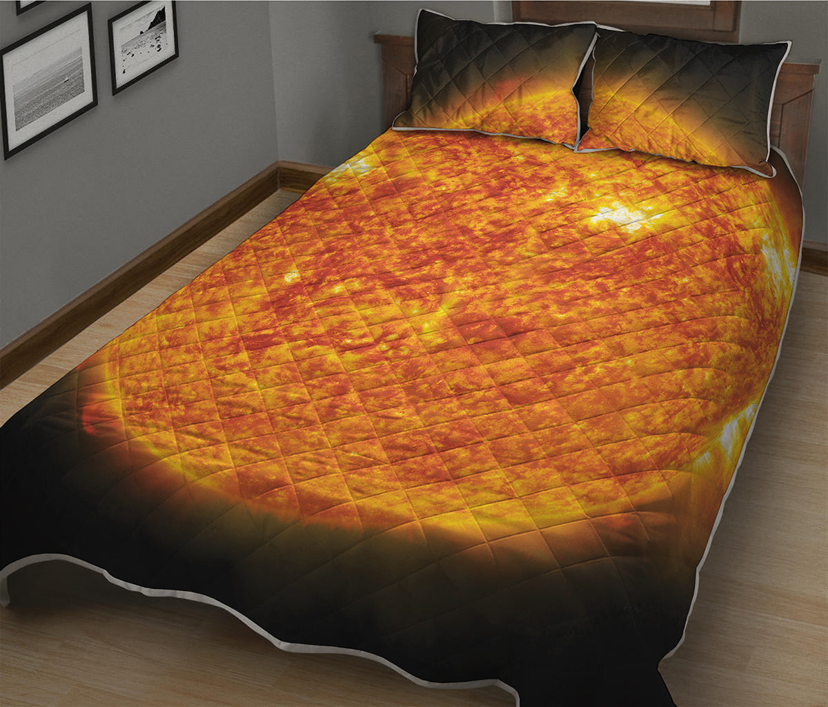 Flaming Sun Print Quilt Bed Set