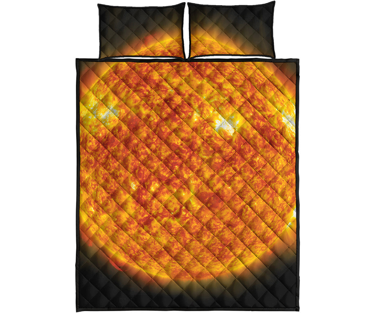 Flaming Sun Print Quilt Bed Set