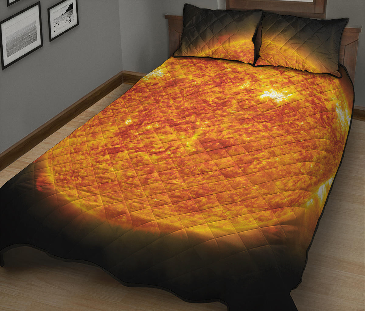Flaming Sun Print Quilt Bed Set