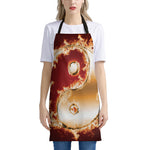 Flaming Yin Yang Print Apron