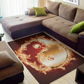 Flaming Yin Yang Print Floor Mat