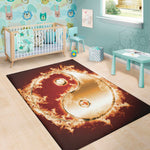 Flaming Yin Yang Print Area Rug