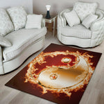 Flaming Yin Yang Print Area Rug
