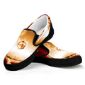 Flaming Yin Yang Print Black Slip On Sneakers