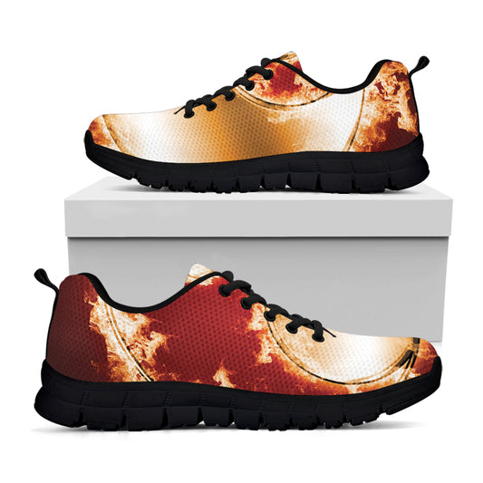 Flaming Yin Yang Print Black Sneakers
