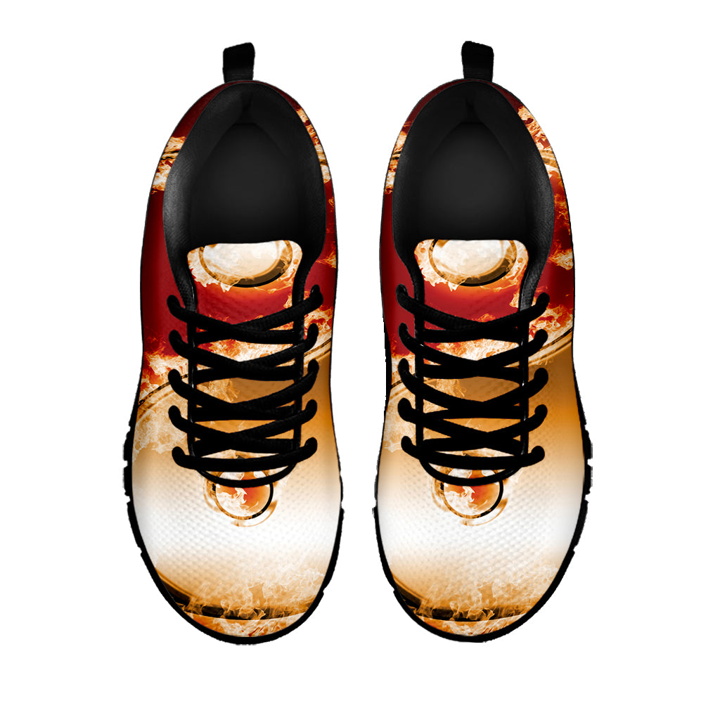 Flaming Yin Yang Print Black Sneakers