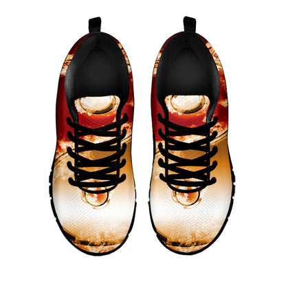 Flaming Yin Yang Print Black Sneakers