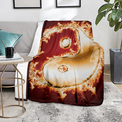 Flaming Yin Yang Print Blanket