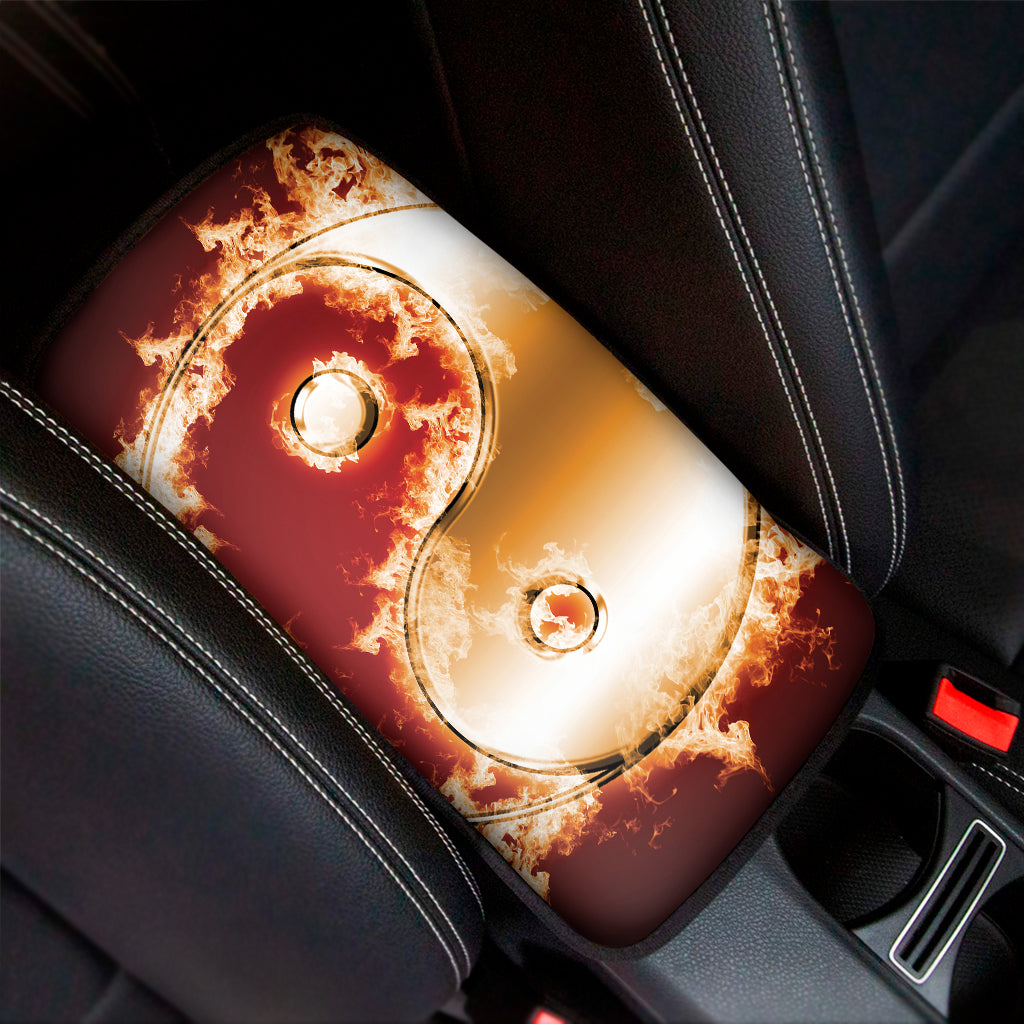 Flaming Yin Yang Print Car Center Console Cover