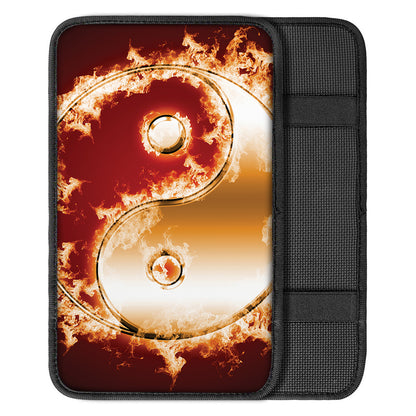 Flaming Yin Yang Print Car Center Console Cover