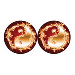 Flaming Yin Yang Print Car Coasters