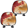 Flaming Yin Yang Print Car Headrest Covers