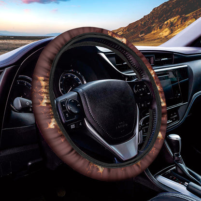 Flaming Yin Yang Print Car Steering Wheel Cover