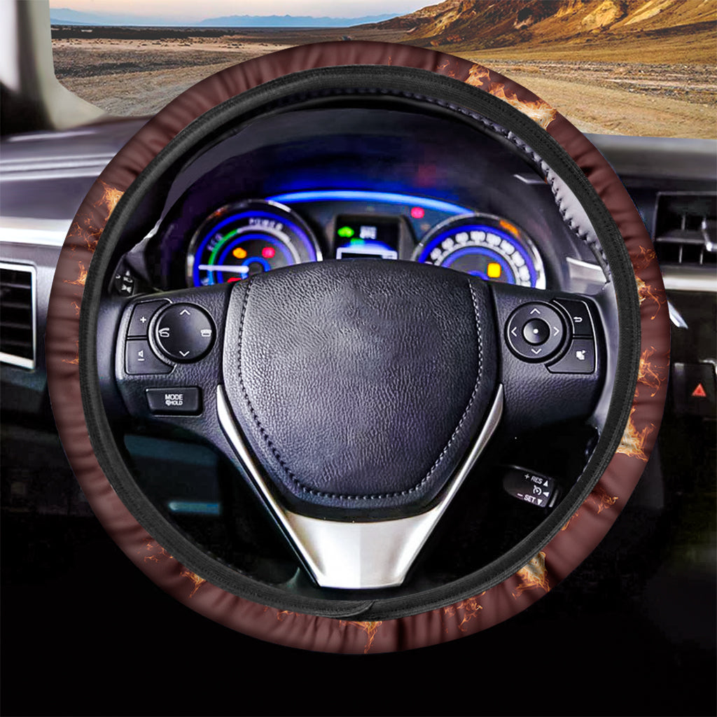 Flaming Yin Yang Print Car Steering Wheel Cover