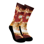 Flaming Yin Yang Print Crew Socks