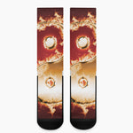 Flaming Yin Yang Print Crew Socks