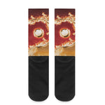 Flaming Yin Yang Print Crew Socks