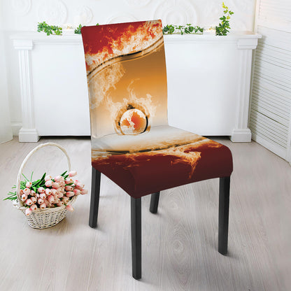 Flaming Yin Yang Print Dining Chair Slipcover