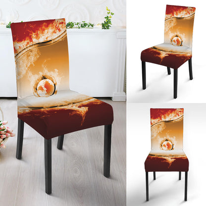 Flaming Yin Yang Print Dining Chair Slipcover