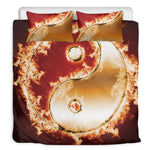 Flaming Yin Yang Print Duvet Cover Bedding Set