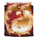 Flaming Yin Yang Print Duvet Cover Bedding Set