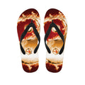 Flaming Yin Yang Print Flip Flops