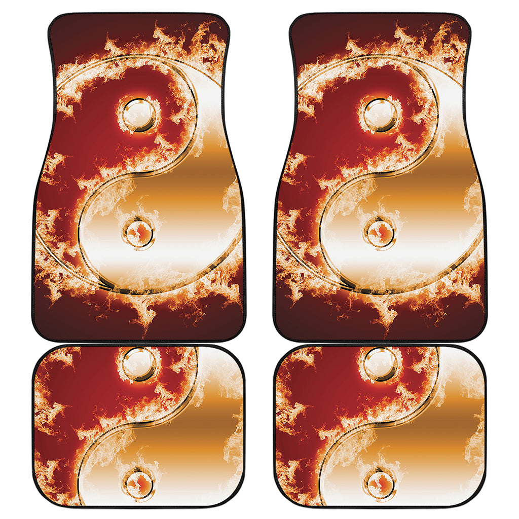Flaming Yin Yang Print Front and Back Car Floor Mats