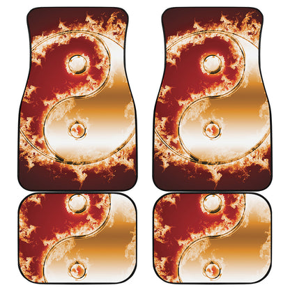Flaming Yin Yang Print Front and Back Car Floor Mats