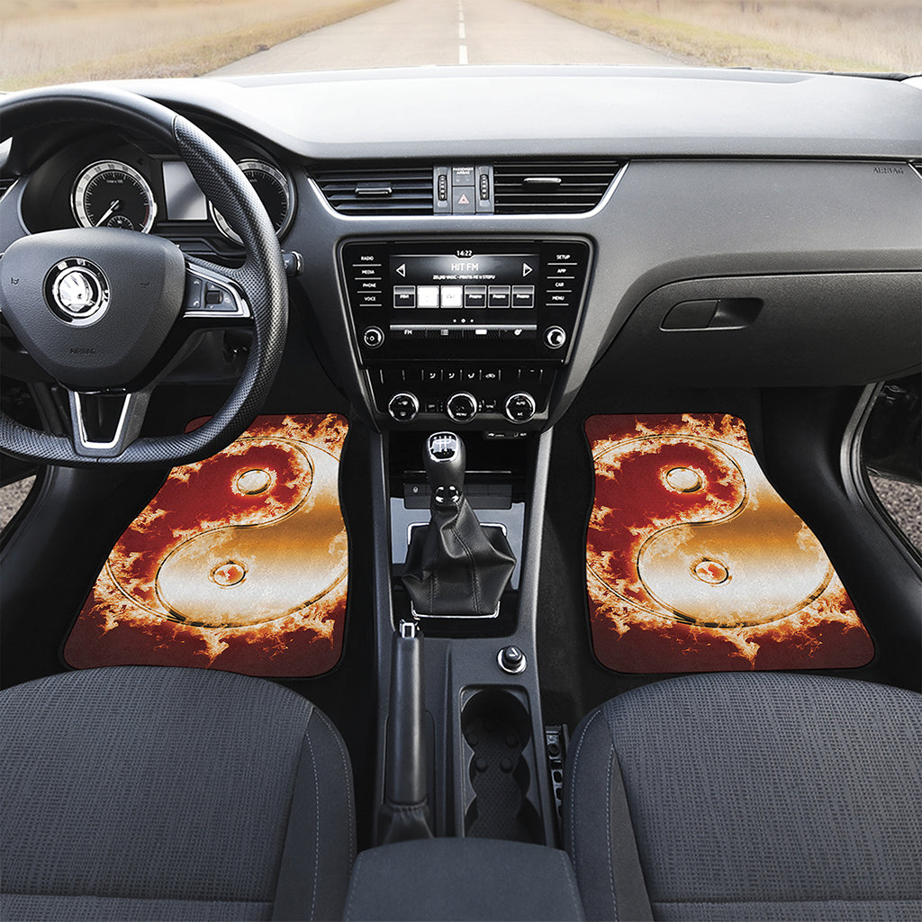 Flaming Yin Yang Print Front and Back Car Floor Mats