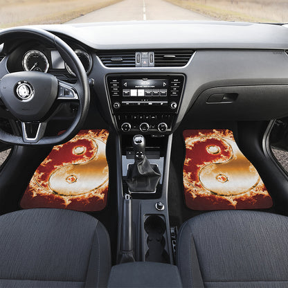 Flaming Yin Yang Print Front and Back Car Floor Mats